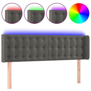 vidaXL Tête de lit à LED Gris foncé 147x16x78/88 cm Velours