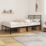 vidaXL Cadre de lit métal sans matelas avec tête de lit noir 120x190cm