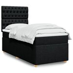 vidaXL Sommier à lattes de lit avec matelas Noir 90x190 cm Tissu