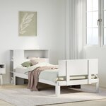 vidaXL Lit bibliothèque sans matelas blanc 90x200cm bois de pin massif