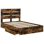 vidaXL Lit de Rangement Chêne fumé 120 x 200 cm Bois d'ingénierie