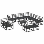 vidaXL Ensemble de canapé de jardin avec coussin 12 Pièces Noir Aluminium