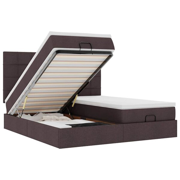 VidaXL Cadre de lit ottoman avec matelas marron foncé 200x200 cm tissu
