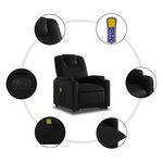 vidaXL Fauteuil inclinable de massage électrique noir similicuir