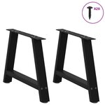 vidaXL Pieds de table basse en forme de A  2 pièces  noir  70 x (42-43) cm  acier