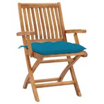 vidaXL Chaises de jardin lot de 2 avec coussins bleu clair Teck massif