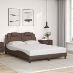 vidaXL Cadre de lit avec LED sans matelas marron 140x190 cm