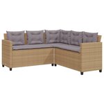 vidaXL Canapé de jardin avec table et coussins en forme de L beige