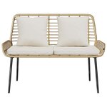 vidaXL Banc de jardin Marron Noir Crème Rotin synthétique et acier