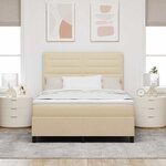 vidaXL Lit à ressorts avec matelas avec LED Crème 140 x 190 cm tissu