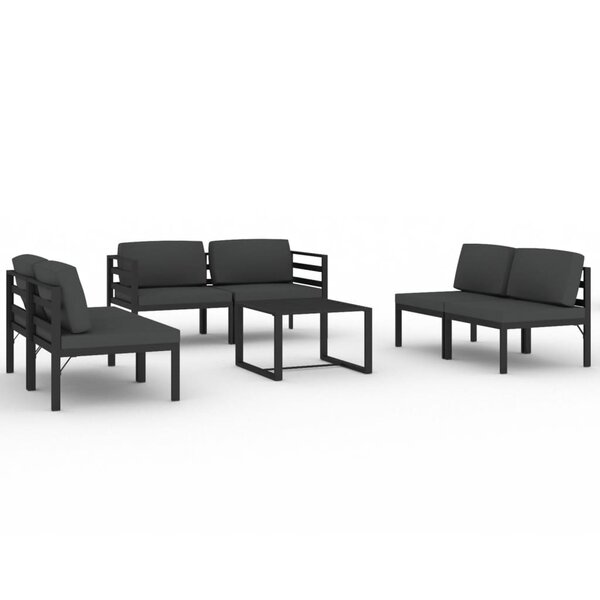 vidaXL Salon de jardin 7 Pièces avec coussins Aluminium Anthracite