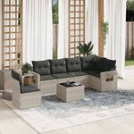 vidaXL Salon de jardin avec coussins 7 Pièces gris clair résine tressée