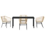 vidaXL Set de salle à manger de jardin 5 pièces avec coussins marron poly rotin