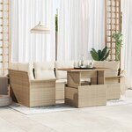 vidaXL Ensemble de canapé de jardin 7 Pièces Beige Poly rotin