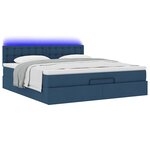 vidaXL Lit ottoman avec matelas et LED bleu 180x200cm tissu