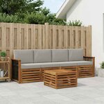 vidaXL Ensemble de canapés d'extérieur 5 pc Naturel et gris clair