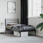 vidaXL Cadre de lit métal avec tête de lit noir 100x190 cm