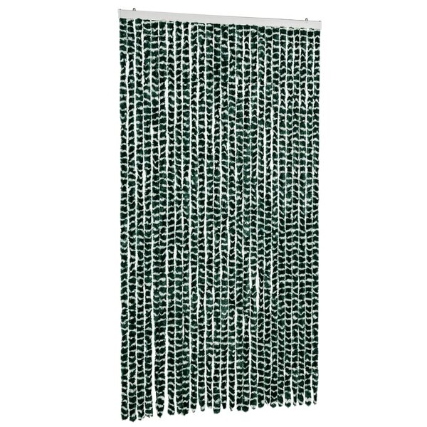 vidaXL Rideau anti-mouches vert et blanc 118x220 cm chenille