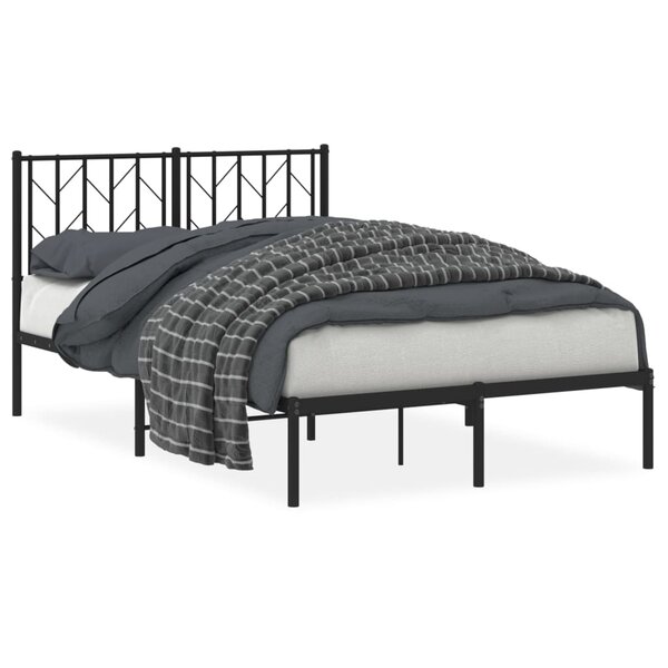 vidaXL Cadre de lit métal sans matelas avec tête de lit noir 120x200cm