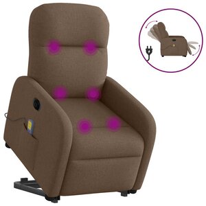 vidaXL Fauteuil inclinable de massage électrique Marron Tissu