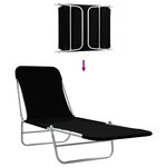 vidaXL Chaises longues pliables lot de 2 Acier et tissu Noir