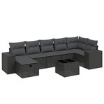 vidaXL Salon de jardin 8 Pièces avec coussins noir résine tressée