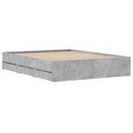 vidaXL Cadre de lit avec tiroirs sans matelas gris béton 150x200 cm
