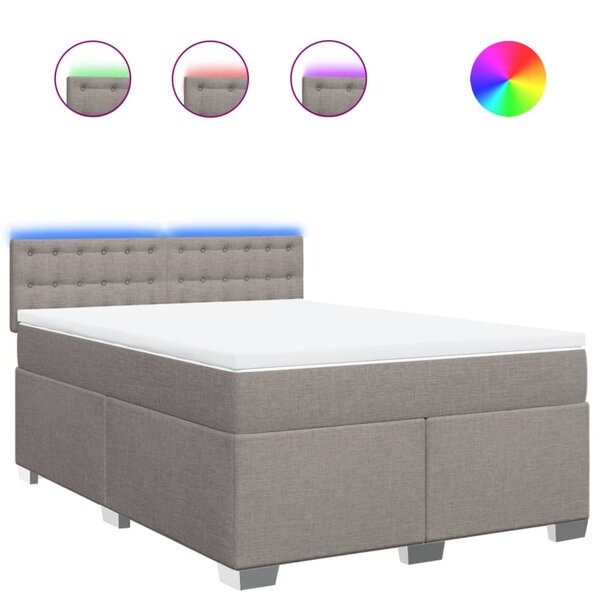 vidaXL Sommier à lattes de lit avec matelas Taupe 160x200 cm Tissu