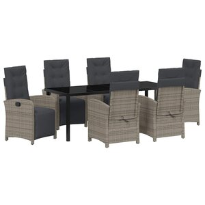 vidaXL Ensemble de salle à manger pour jardin 7 Pièces Gris polyrotin
