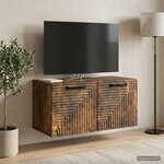 vidaXL Meuble TV mural Chêne fumé 59 5 x 31 x 30 cm Bois d'ingénierie