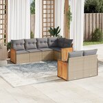 vidaXL Salon de jardin avec coussins 7 Pièces beige résine tressée