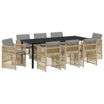 vidaXL Ensemble de salle à manger pour jardin 9 pc Beige