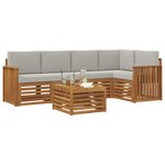 vidaXL Ensemble de canapés d'extérieur 6 pc Gris Naturel et Clair