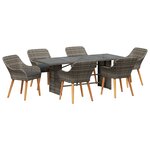 vidaXL Ensemble de salle à manger 7 pièces en rattan gris