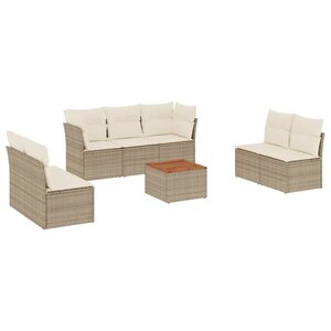 vidaXL Salon de jardin avec coussins 8 Pièces beige résine tressée