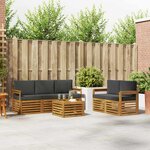 vidaXL Ensemble de canapés d'extérieur 6 pc Naturel et Anthracite