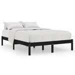 vidaXL Cadre de lit Noir Bois massif 135x190 cm Double