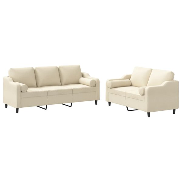 vidaXL Ensemble de canapés 2 Pièces avec coussins crème tissu