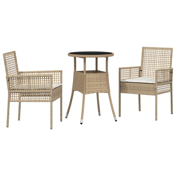 vidaXL Ensemble de Dîner de Jardin de 3 Pièces en Rotin Beige