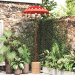vidaXL Parasol balinais Rouge (90-100) x 260 cm Coton et bois massif