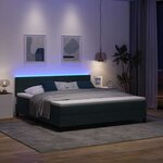 vidaXL Lit à ressort LED avec matelas Vert foncé 180 x 200 cm Velours