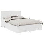 vidaXL Cadre de lit avec tiroir Blanc 140 x 190 cm Bois d'ingénierie