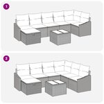 vidaXL Ensemble de canapé de jardin 8 pièces avec coussins Gris en Poly Rattan