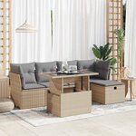 vidaXL Salon de jardin avec coussins 6 Pièces beige résine tressée