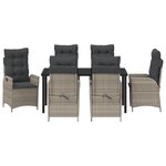 vidaXL Ensemble de salle à manger de jardin de 7 pièces avec coussins Gris clair Poly Rattan