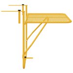vidaXL Table Suspendue de Balcon Moutarde 60 x 39 x 65 cm Acier
