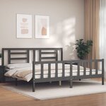 vidaXL Cadre de lit sans matelas gris 200x200 cm bois massif de pin