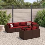 vidaXL Salon de jardin avec coussins 7 Pièces marron résine tressée