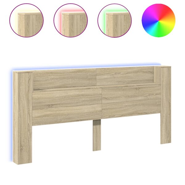 vidaXL Armoire tête de lit avec LED chêne sonoma 220x16 5x103 5 cm