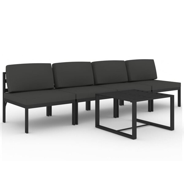 vidaXL Salon de jardin 5 Pièces avec coussins Aluminium Anthracite